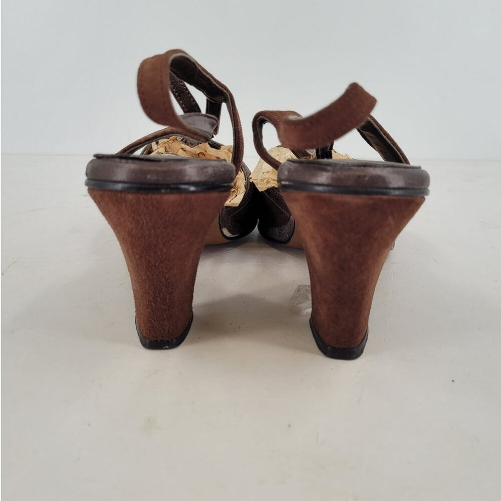 Hush Puppies Sandals Suede Chunky Heel Vintage 70s Retro Open Toe Shoes Hippie - Picture 3 of 13